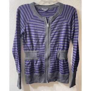 Armani Exchange Purple/Gray Zip Front Small Nylon Knit Cardigan Shirt Slim Fit